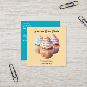 Söt Frostad Cupcake-Bageri Fyrkantigt Visitkort