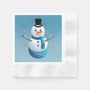 Söt frostig snömannen illustration pappers servett