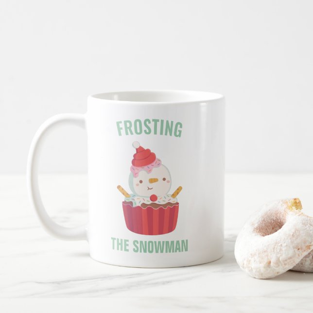 Söt Frosting Snömannen Cupcake Doodle Kaffemugg (Med munk)