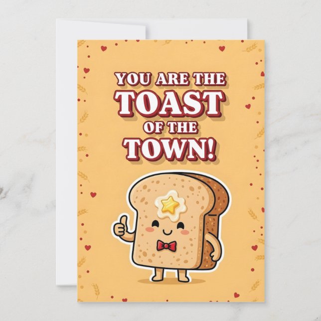 Söt frukostskämt Du är stadens toast Tack Kort (Framsida)