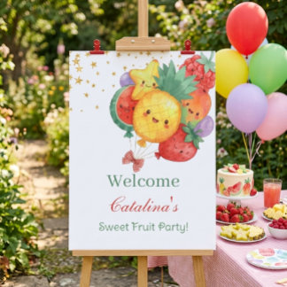 Söt Frukt Födelsedag | Tropisk Barnkalas Poster