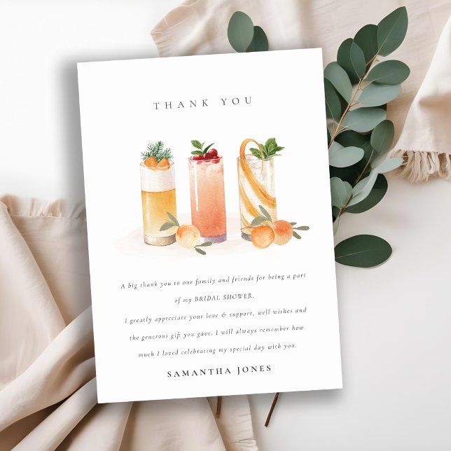 Söt fruktcocktail Orange Blush Bröllopsdusch Tack Kort (Skapare uppladdad)
