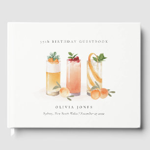 Söt fruktcocktail rosafärgad orange Födelsedag för Gästböcker