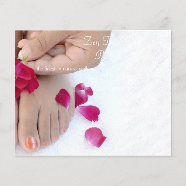 Söt Fuchsia Rosa ros Pedicure Salon Flygblad (Framsidan)