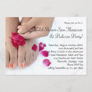 Söt Fuchsia Rosa ros pedicure Salon Inbjudningar