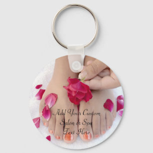 Söt Fuchsia Rosa ros Pedicure Salon Nyckelring