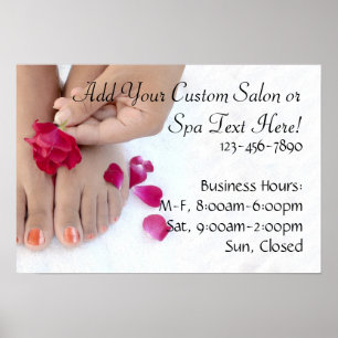 Söt Fuchsia Rosa ros Pedicure Salon Poster