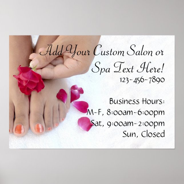 Söt Fuchsia Rosa ros Pedicure Salon Poster (Framsidan)