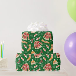 Söt ful jultröja väder vinter grön presentpapper