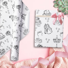 Söt Funky Whimsical Handritad Bröllop Presentpapper