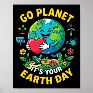 Söt gå planet jorden dag hjärta 2026 natur skydda poster