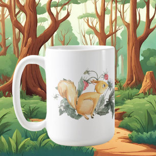 Söt galen ekorre dam lägg till monogram kaffemugg
