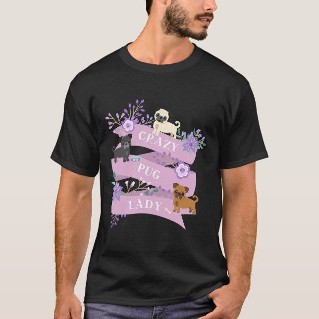 Söt galen mopsdam 701 t shirt (Framsida)