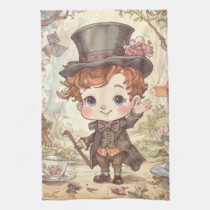 Söt Galna Hattaren Whimsical Wonderland Skogs Kons Kökshandduk