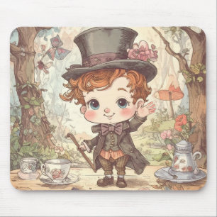Söt Galna Hattaren Whimsical Wonderland Skogs Kons Musmatta