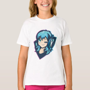 Söt Gamer Anime Flicka Musik T Shirt