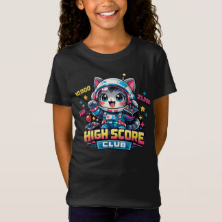 Söt Gamerkatt Astronaut – High Score Club Kawaii T Shirt