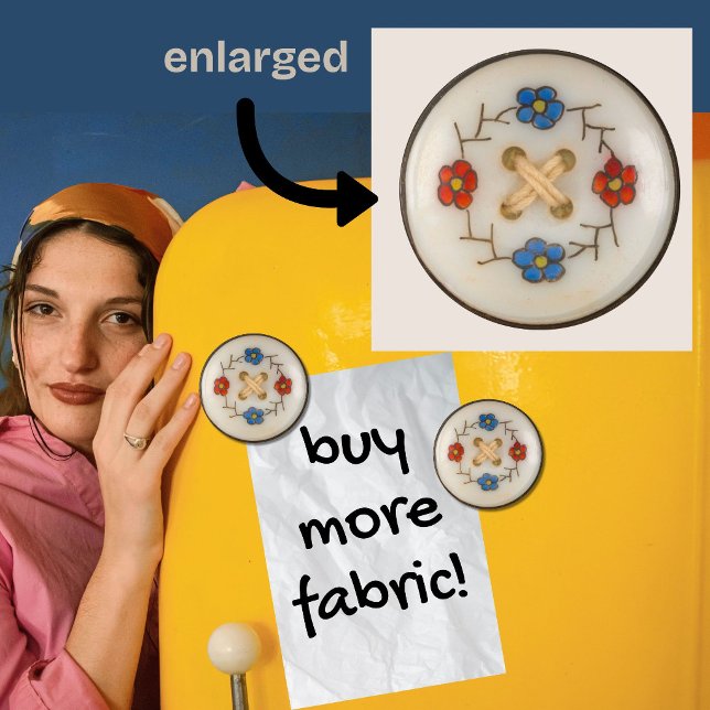 Söt gammal magnet med syknapp (A cute vintage sewing button magnet! Choice of sizes available.)