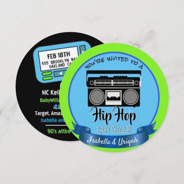 Söt gammal retro hip hop inbjudningar (Fram/baksida)