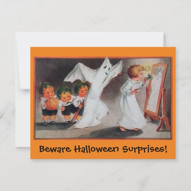 Söt, gammaldags Halloween överraskningsinbjudan Inbjudningar (Framsida)