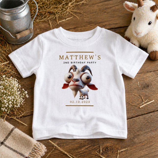 Söt gård med getdjur 2-års födelsedagsfest t shirt (Cute Goat Farm Animals 2nd Birthday Party Baby T-Shirt)