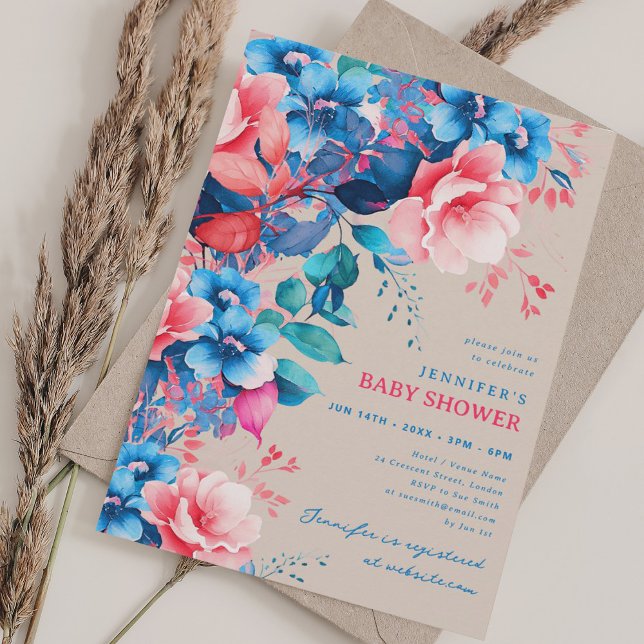 Söt Garden Blommigt Baby Shower Champagne Inbjudningar (Pretty Garden Floral Baby Shower Champagne Invitation)
