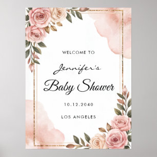 Söt Garden Flowers Baby Shower Välkommen Poster
