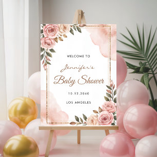 Söt Garden Flowers Baby Shower Välkommen Poster