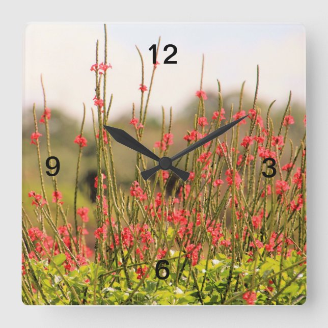 Söt Garden Flowers Clock Fyrkantig Klocka (Framsida)