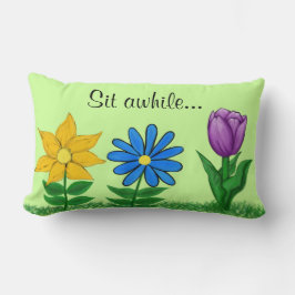 Söt Garden Flowers Grönt Dekorativ kudde