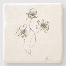 Söt Garden Flowers, Hand plockade Image, Original Stenunderlägg