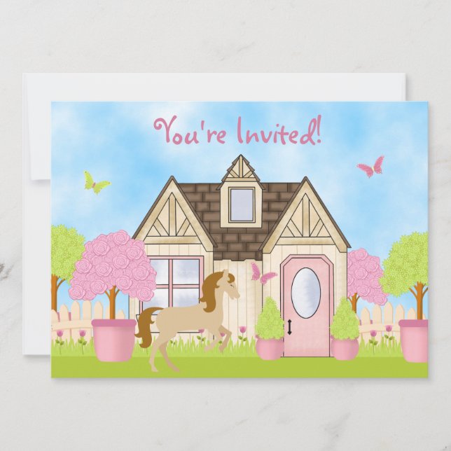 Söt Garden Horse Födelsedagsfest inbjudan (Framsida)