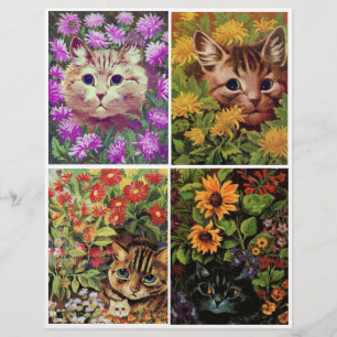 Söt Garden Kattunge av Louis Wain