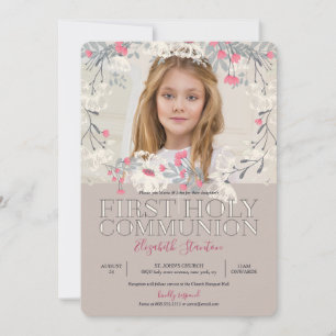 Söt Garden Photo First Heliga Communion Inbjudningar