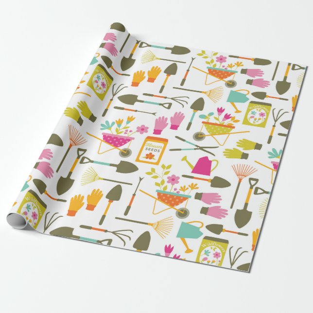 Söt Garden Verktyg Wrapping Papper Presentpapper (Utrullad)