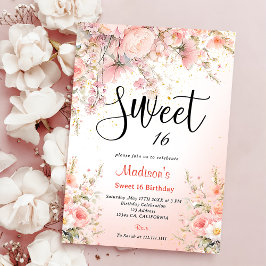 Söt Garden Wildblommor Watercolor Sweet 16 Inbjudningar