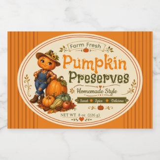 Söt gårdsfrisk pumpasylt Vintage höstburk Mat Etiketter