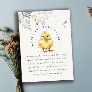 Söt gårdskyckling Blommiga böcker för baby shower Tilläggskort