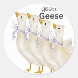 Söt Gås & Gäss Vattenfärg Illustration Runt Klistermärke