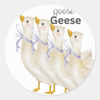 Söt Gås & Gäss Vattenfärg Illustration Runt Klistermärke
