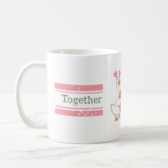 Söt gås-koppel-mugg Tillsammans för alltid-present Kaffemugg (Vänster)