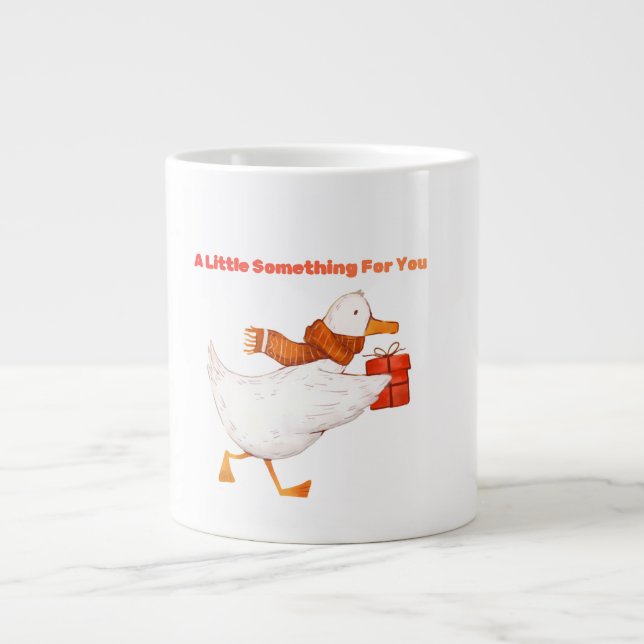 Söt gås som håller i en present julkaffemugg jumbo mugg (Framsidan)