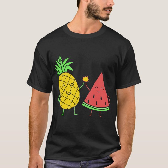 Söt gåva för sommarananasvattenmelon t shirt (Framsida)