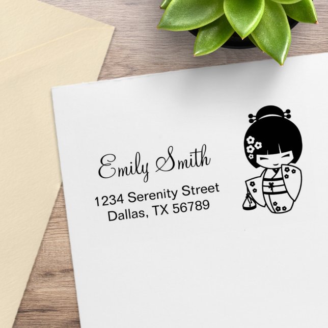 Söt Geisha-flicka adress Stämpel (Skapare uppladdad)