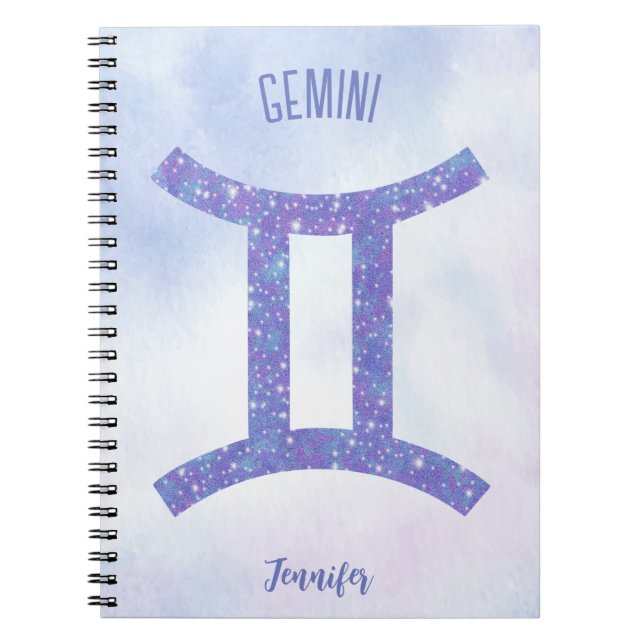 Söt Gemini Astrology SigPersonlig Lila  Anteckningsbok (Framsidan)