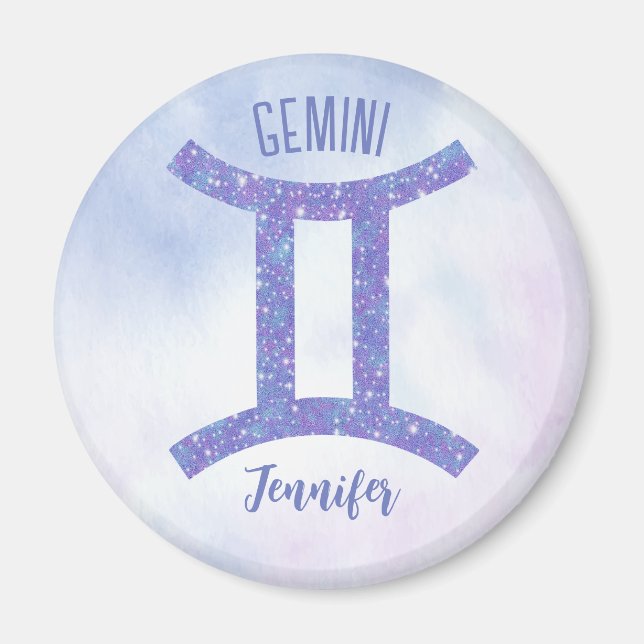 Söt Gemini Astrology SigPersonlig Lila  Magnet (Framsidan)