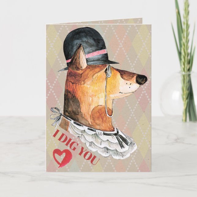 Söt gentleman hund jag gillar dig helgkort (Framsida)