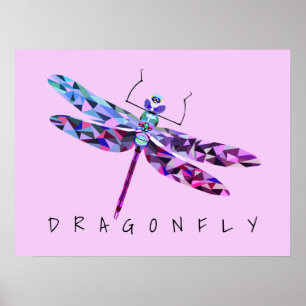 Söt Geometric Colorful Dragonfly Poster