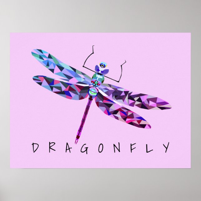 Söt Geometric Colorful Dragonfly Poster (Framsidan)
