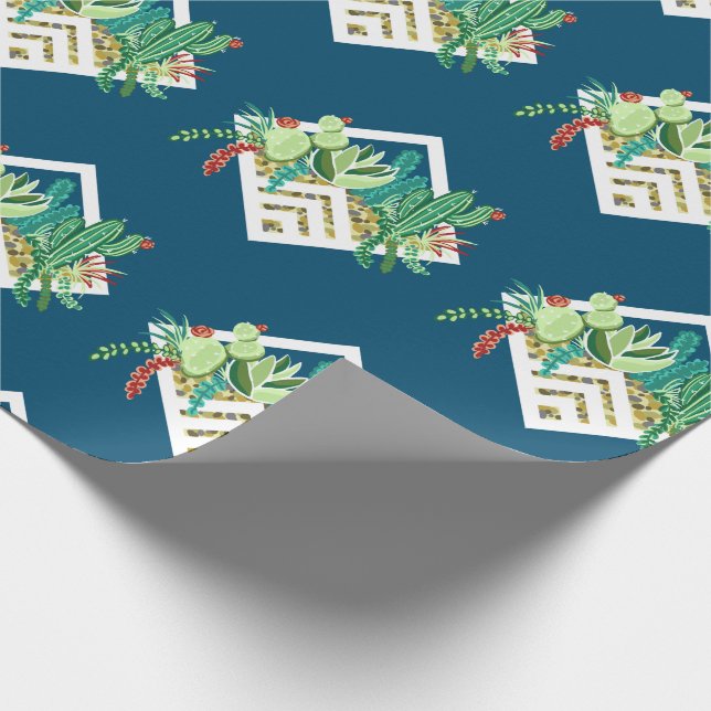 Söt Geometric Succulents Planter Presentpapper (Hörn)